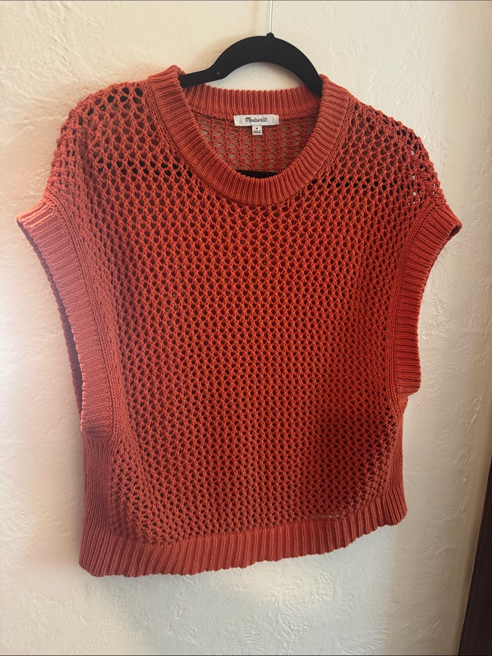 Madewell Terracotta Open-Knit Short Sleeve Sweater Vest